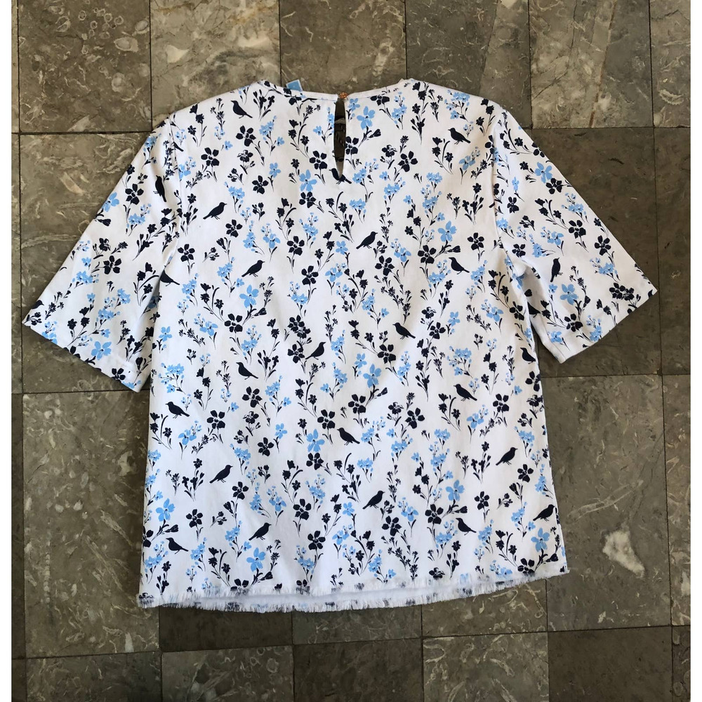 NWT Draper James Printed Denim Popover Top Bird - Picture 3 of 4